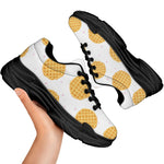 Cute Waffle Pattern Print Black Chunky Shoes