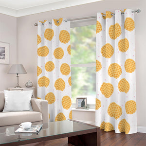 Cute Waffle Pattern Print Blackout Grommet Curtains