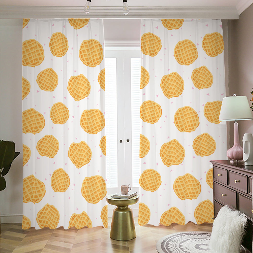 Cute Waffle Pattern Print Blackout Pencil Pleat Curtains