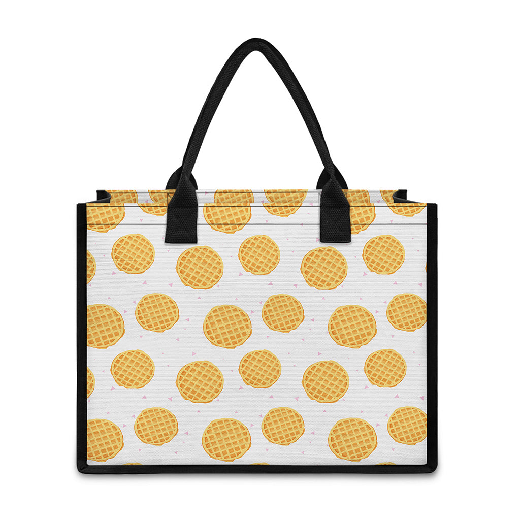 Cute Waffle Pattern Print Canvas Tote Bag