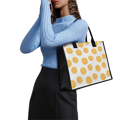 Cute Waffle Pattern Print Canvas Tote Bag