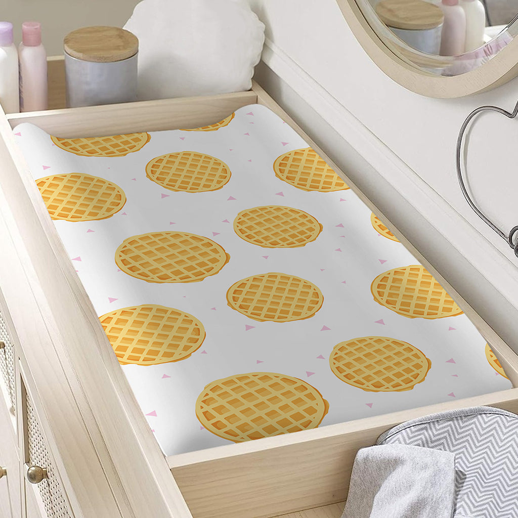 Cute Waffle Pattern Print Changing Pad Cover