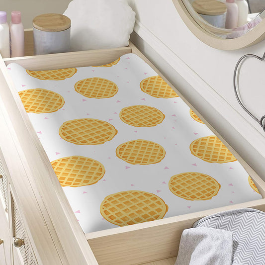Cute Waffle Pattern Print Changing Pad Cover