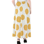 Cute Waffle Pattern Print Chiffon Maxi Skirt