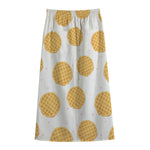 Cute Waffle Pattern Print Cotton Front Slit Maxi Skirt