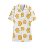 Cute Waffle Pattern Print Cotton Hawaiian Shirt