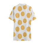 Cute Waffle Pattern Print Cotton Hawaiian Shirt
