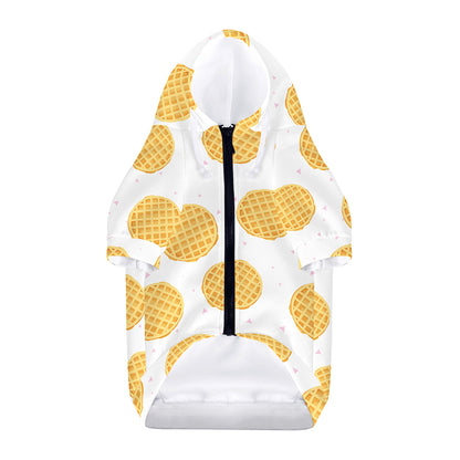 Cute Waffle Pattern Print Dog Zip Up Hoodie