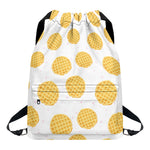 Cute Waffle Pattern Print Drawstring Backpack