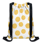 Cute Waffle Pattern Print Drawstring Backpack