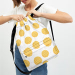 Cute Waffle Pattern Print Drawstring Backpack