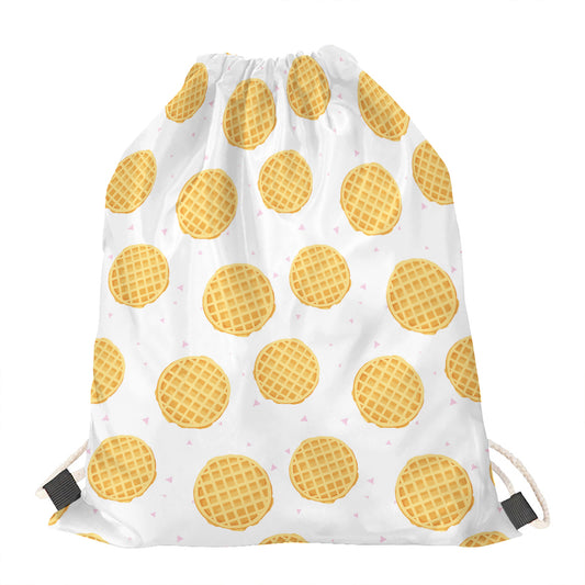 Cute Waffle Pattern Print Drawstring Bag