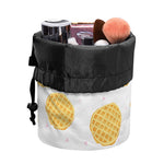 Cute Waffle Pattern Print Drawstring Makeup Bag