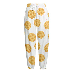 Cute Waffle Pattern Print Fleece Lined Knit Pants