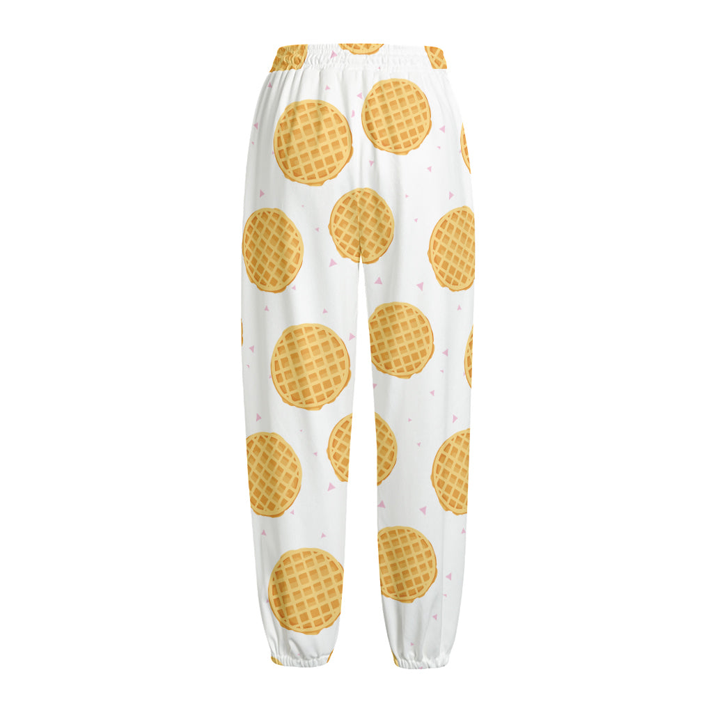 Cute Waffle Pattern Print Fleece Lined Knit Pants