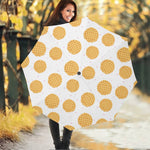 Cute Waffle Pattern Print Foldable Umbrella