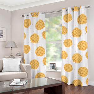 Cute Waffle Pattern Print Grommet Curtains