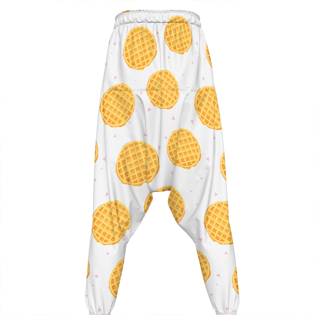 Cute Waffle Pattern Print Hammer Pants