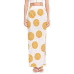 Cute Waffle Pattern Print High Slit Maxi Skirt