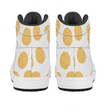Cute Waffle Pattern Print High Top Leather Sneakers