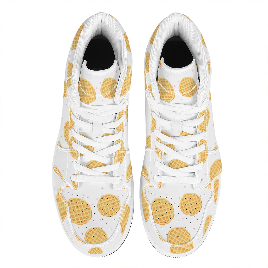 Cute Waffle Pattern Print High Top Leather Sneakers