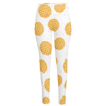 Cute Waffle Pattern Print High-Waisted Pocket Leggings