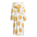 Cute Waffle Pattern Print Hooded Bathrobe