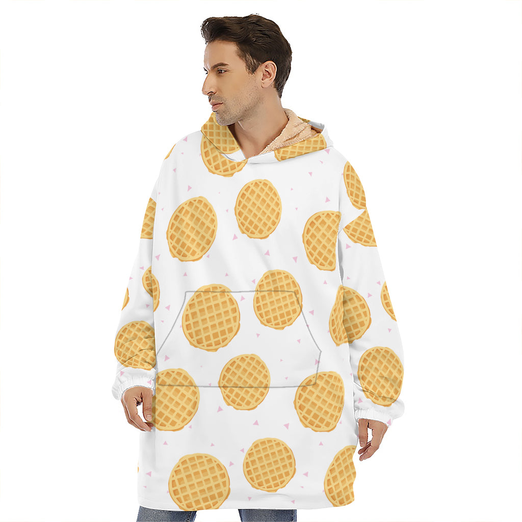 Cute Waffle Pattern Print Hoodie Blanket