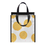 Cute Waffle Pattern Print Insulated Lunch Tote