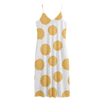 Cute Waffle Pattern Print Jersey Midi Cami Dress