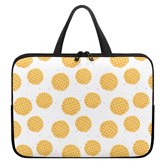 Cute Waffle Pattern Print Laptop Sleeve With Handle