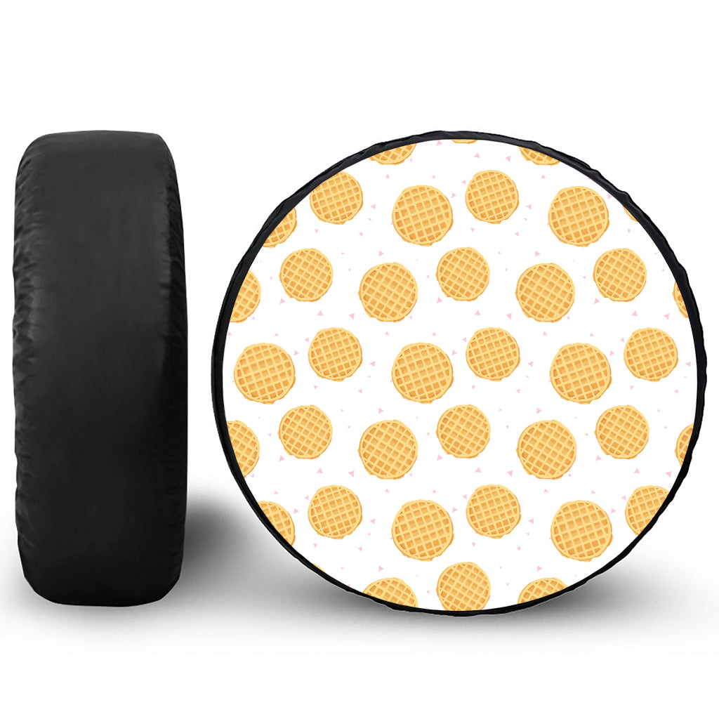 Cute Waffle Pattern Print Leather Spare Tire Cover