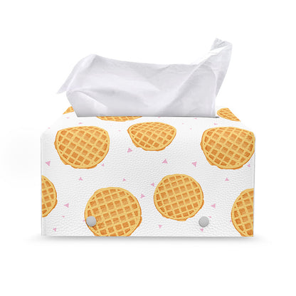Cute Waffle Pattern Print Leather Tissue Box Cover