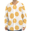 Cute Waffle Pattern Print Long Sleeve Baseball Jersey