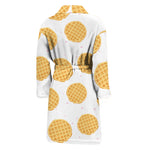 Cute Waffle Pattern Print Men's Bathrobe