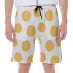Cute Waffle Pattern Print Men's Beach Shorts