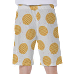 Cute Waffle Pattern Print Men's Beach Shorts