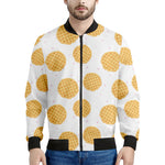 Cute Waffle Pattern Print Men's Bomber Jacket