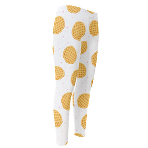 Cute Waffle Pattern Print Men's Compression Pants