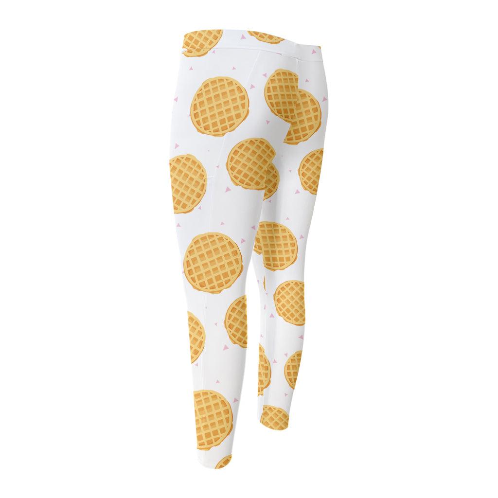 Cute Waffle Pattern Print Men's Compression Pants