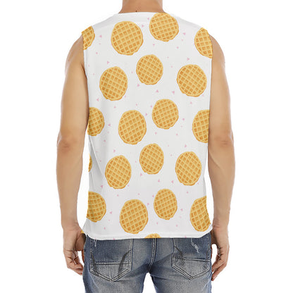 Cute Waffle Pattern Print Men's Fitness Tank Top