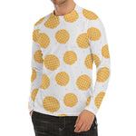 Cute Waffle Pattern Print Men's Long Sleeve Rash Guard