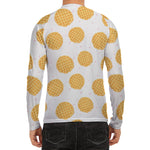 Cute Waffle Pattern Print Men's Long Sleeve Rash Guard