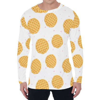 Cute Waffle Pattern Print Men's Long Sleeve T-Shirt