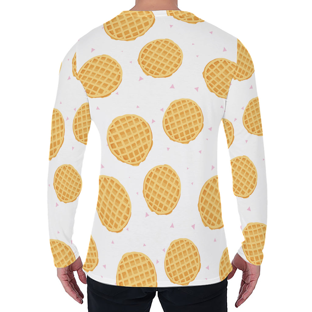 Cute Waffle Pattern Print Men's Long Sleeve T-Shirt