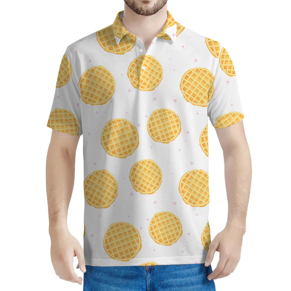Cute Waffle Pattern Print Men's Polo Shirt