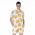Cute Waffle Pattern Print Men's Romper