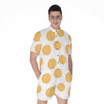 Cute Waffle Pattern Print Men's Rompers
