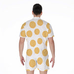 Cute Waffle Pattern Print Men's Rompers