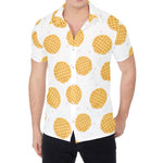 Cute Waffle Pattern Print Men's Shirt